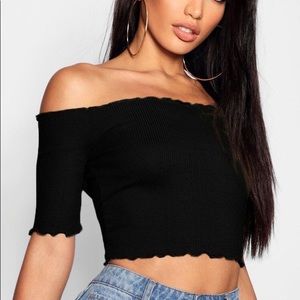 Black off shoulder crop